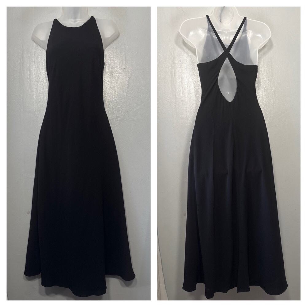 Vintage LRL Ralph Lauren Dress Size 6 Black 90s Minimalist Maxi Classic Elegant